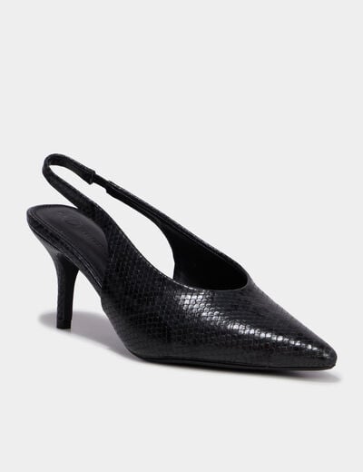Escarpins slingback &agrave; talons aiguilles noir femme