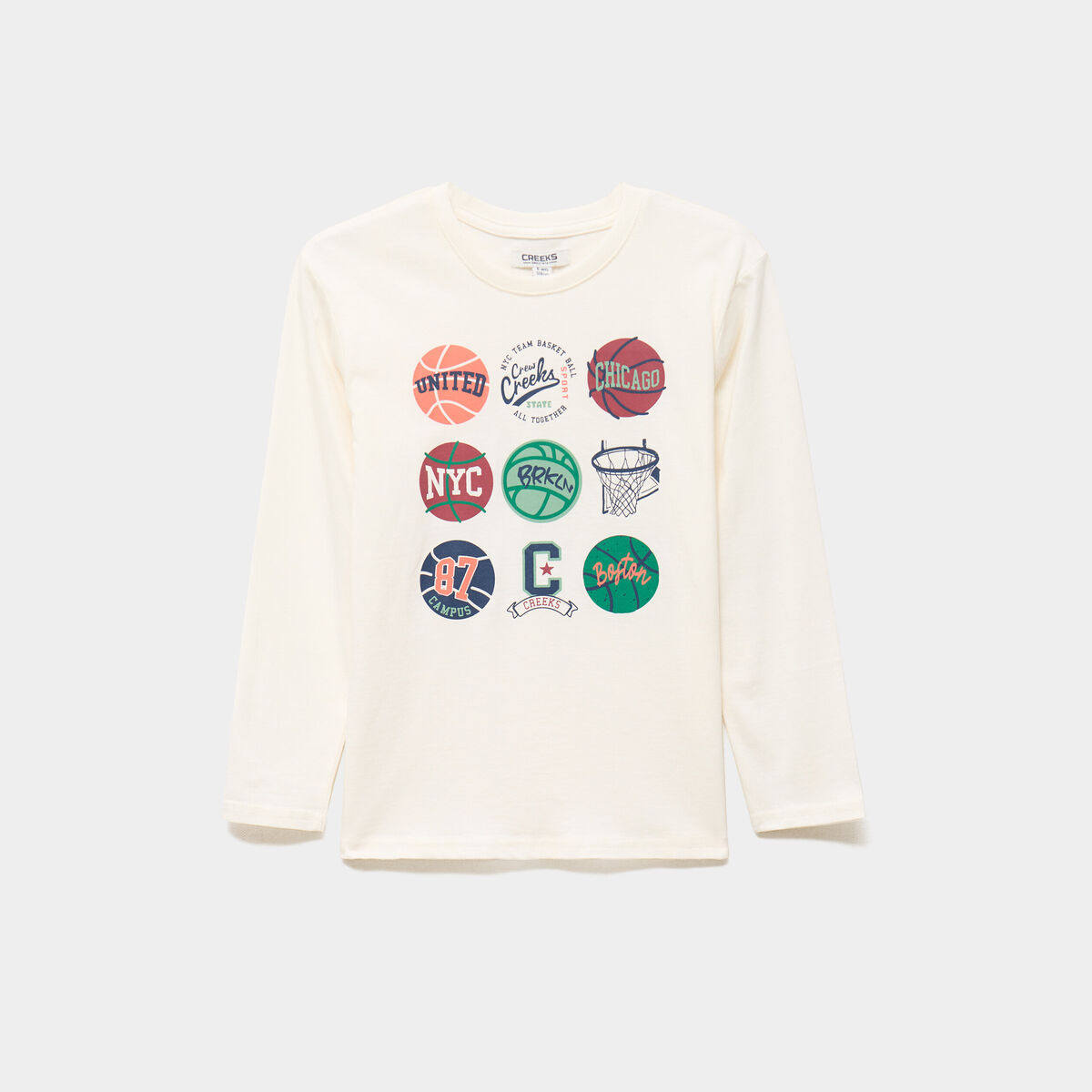 T-shirt manches longues coton ecru gar&ccedil;on