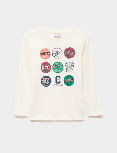 T-shirt manches longues coton ecru gar&ccedil;on