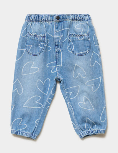 Jean denim bas resserr&eacute; coton denim stone b&eacute;b&eacute; fille