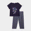Ensemble pyjama corsaire 2 pièces coton bleu marine femme grande taille