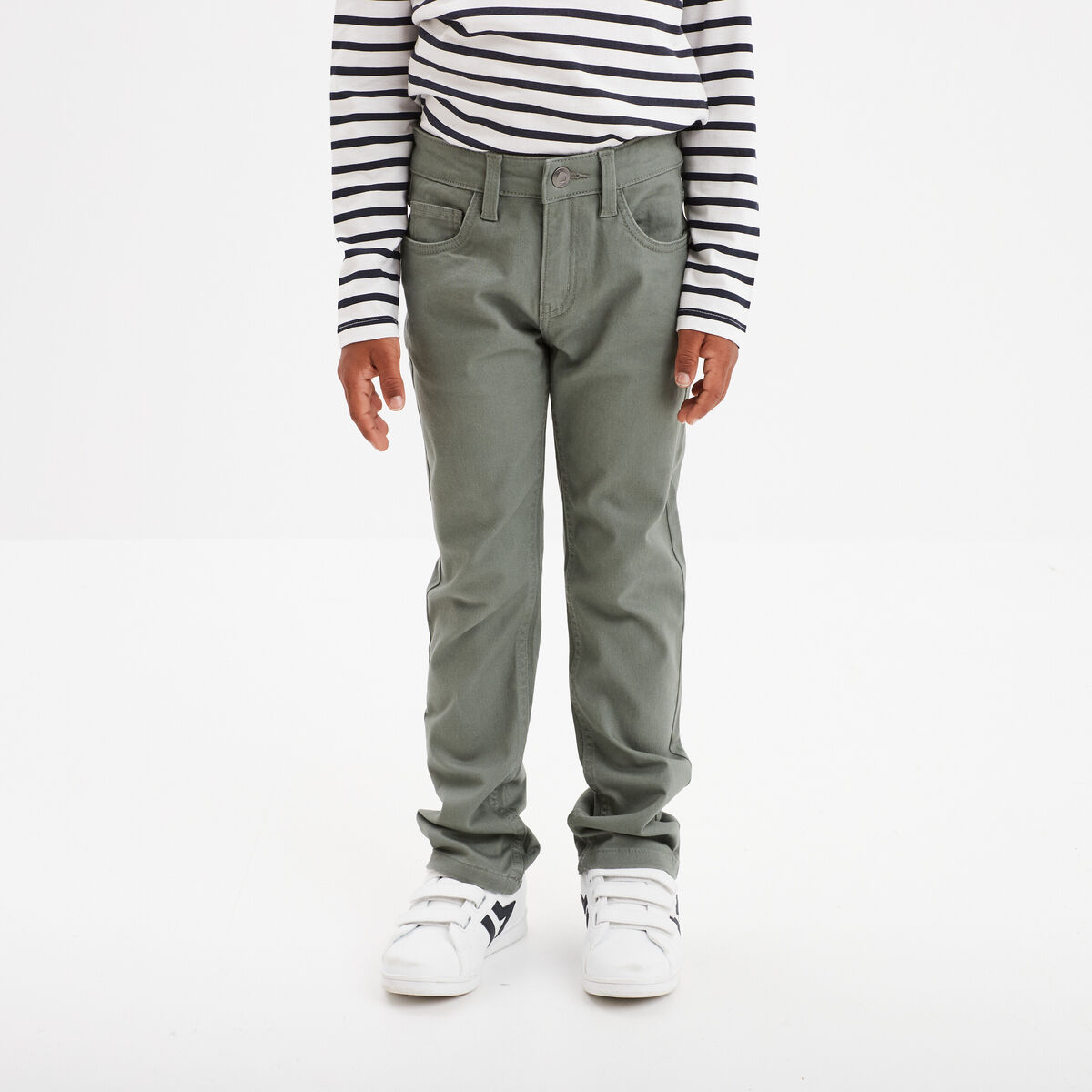 Pantalon regular avec poches vert kaki garçon