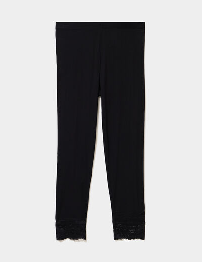 Legging 7/8&egrave;me avec dentelle noir femme
