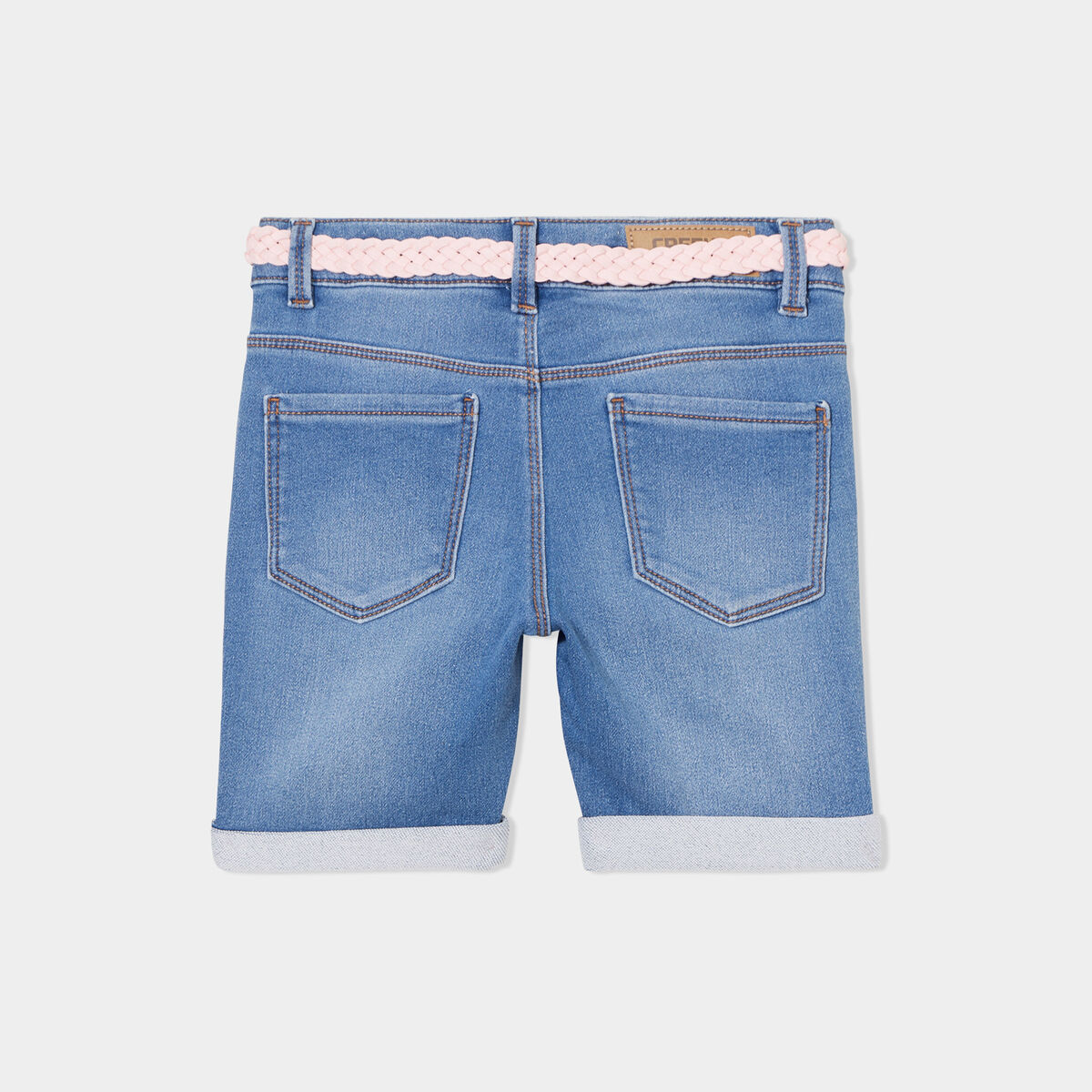 Short droit en jean ceinture tressée denim double stone fille