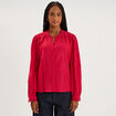 Blouse manches longues col dentelle rose cerise femme
