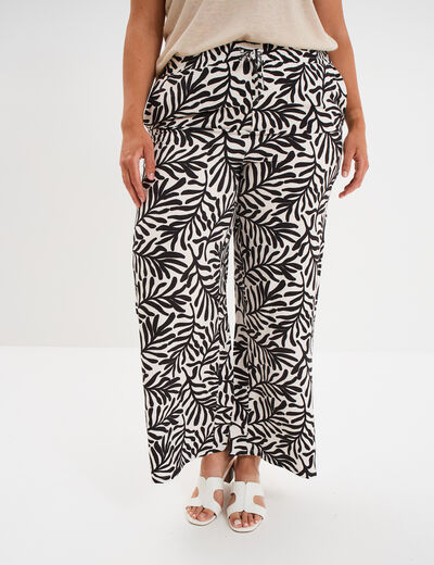 Pantalon large fluide blanc femme grande taille