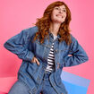 Veste surchemise oversize en jean coton denim stone femme