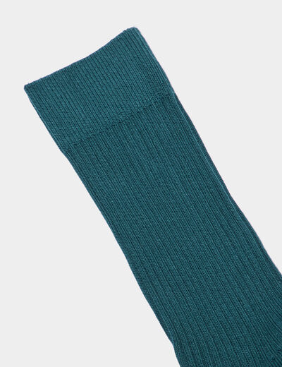 Lot 2 paires chaussettes côtelées bleu canard homme