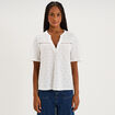 Blouse broderie anglaise manches courtes blanc femme