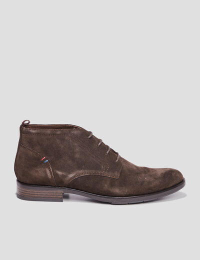 Boots à lacets en cuir marron homme
