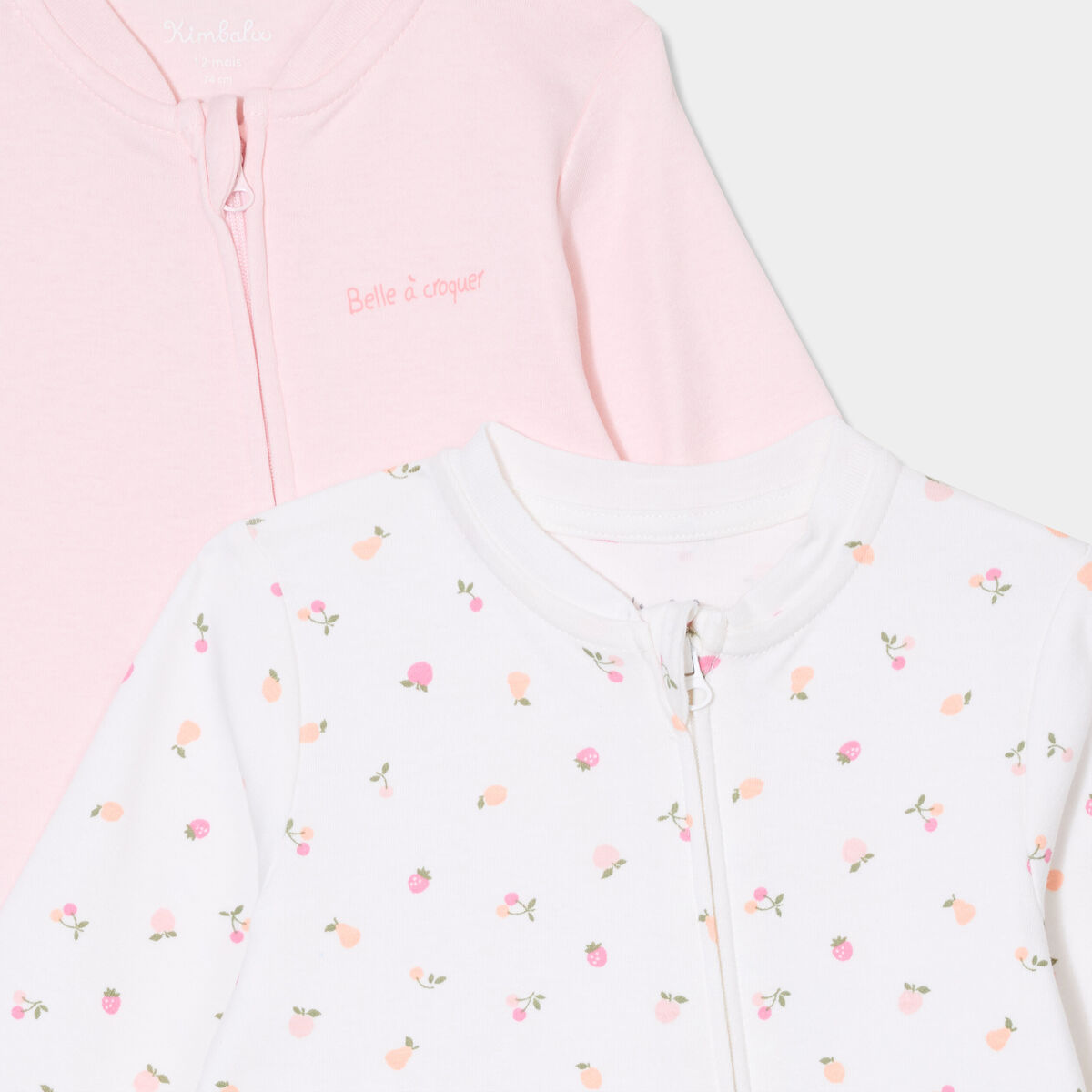 Lot 2 dors-bien coton zippés ecru bébé fille