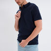 Polo col zippé manches courtes coton bleu marine homme