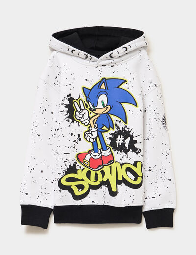 Sweat hoodie à capuche Sonic blanc garçon