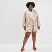 Short large taille élastiquée ecru femme grande taille