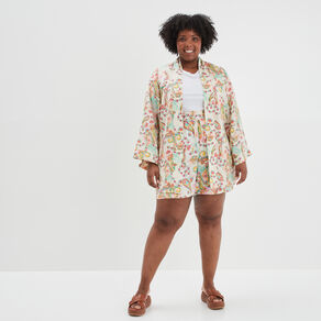 short large taille elastiquee ecru femmegt Short large taille élastiquée ecru femme grande taille