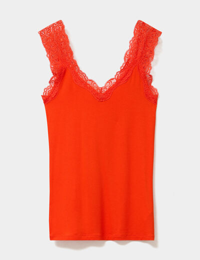 D&eacute;bardeur ajust&eacute; avec dentelle orange femme