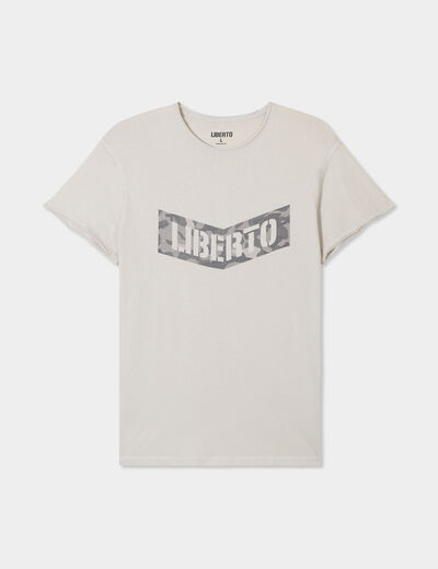 T-shirt manches courtes coton d&eacute;lav&eacute; gris clair homme
