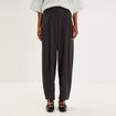 Pantalon ballon taille haute &agrave; pinces gris fonc&eacute; femme