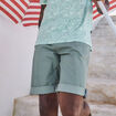 Bermuda short chino droit coton stretch vert homme