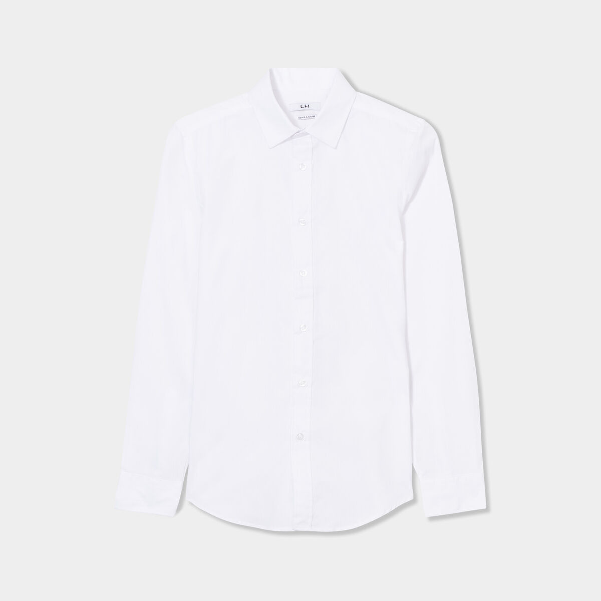 Chemise coupe ajustée manches longues blanc homme