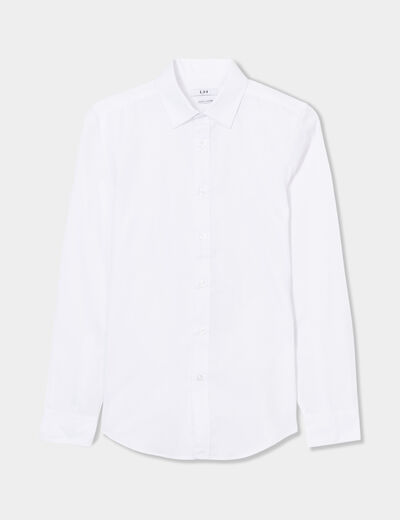 Chemise coupe ajustée manches longues blanc homme