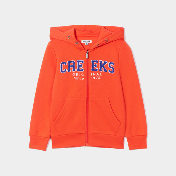 Sweat zippé à capuche Creeks orange garçon