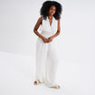 Combinaison pantalon dos en V blanc femme