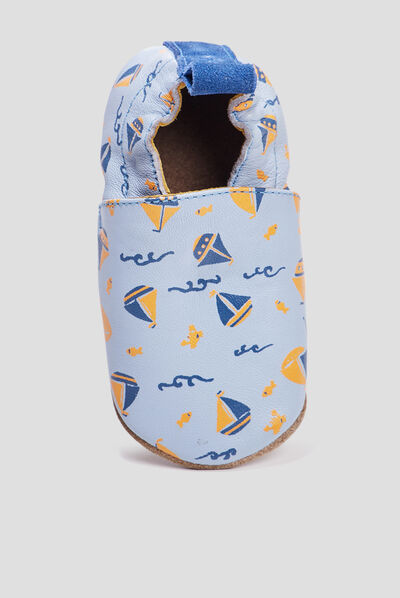 Bottons en cuir bleu ciel bébé garçon