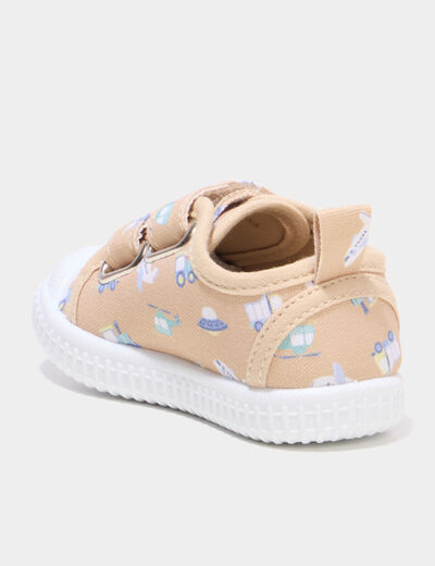 Tennis toile &agrave; scratchs semelle souple sable b&eacute;b&eacute; gar&ccedil;on
