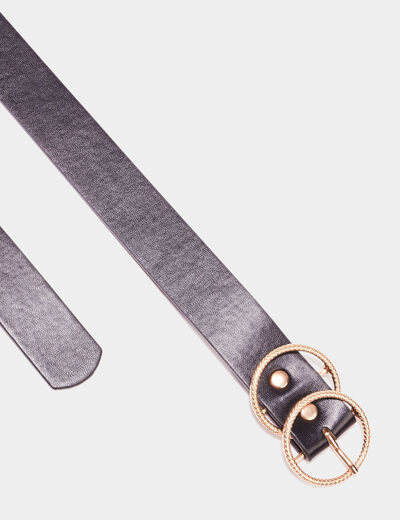 Ceinture avec double boucle noir femme