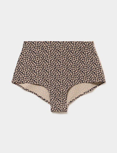 Culotte taille haute microfibre marron femme