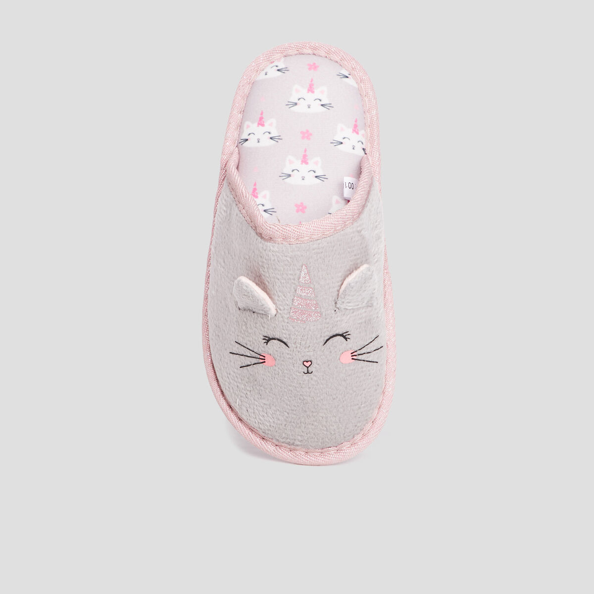 Chaussons mules chat gris fille