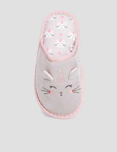 Chaussons mules chat gris fille