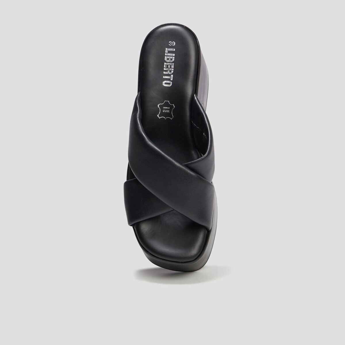 Mules compensées en cuir Liberto noir femme