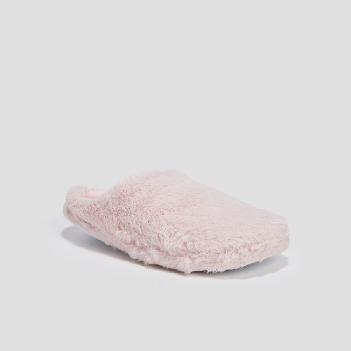 Chaussons mules fausse fourrure rose femme