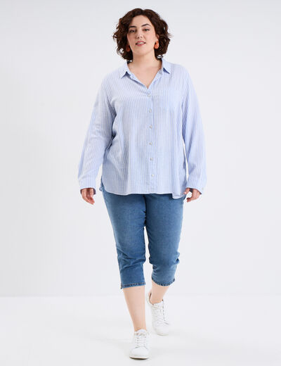 Chemise oversize lin mélangé bleu lavande femme grande taille