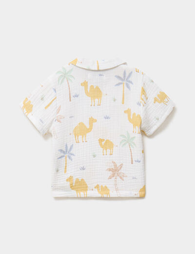 Ensemble short et chemise gaze de coton creme b&eacute;b&eacute; gar&ccedil;on