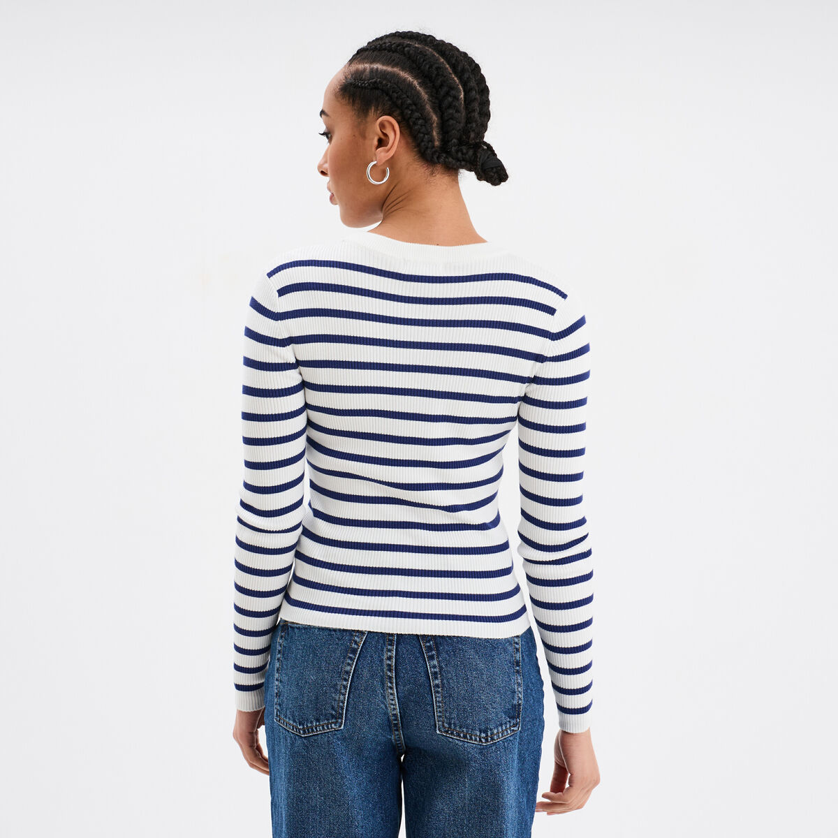 Pull c&ocirc;tel&eacute; manches longues Creeks ecru femme