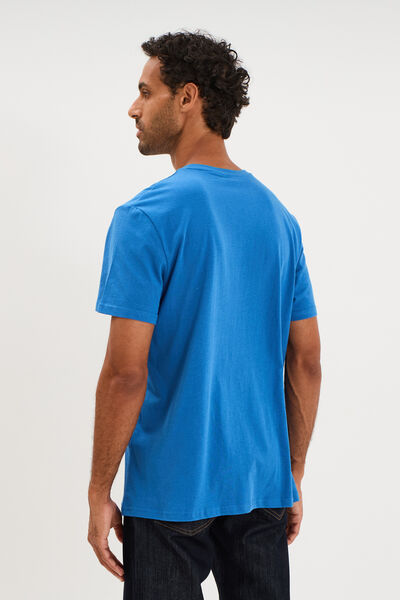T-shirt droit en coton manches courtes bleu homme