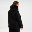 Manteau zipp&eacute; &agrave; capuche fausse fourrure noir femme grande taille