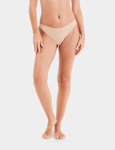 String microfibre sans coutures beige femme