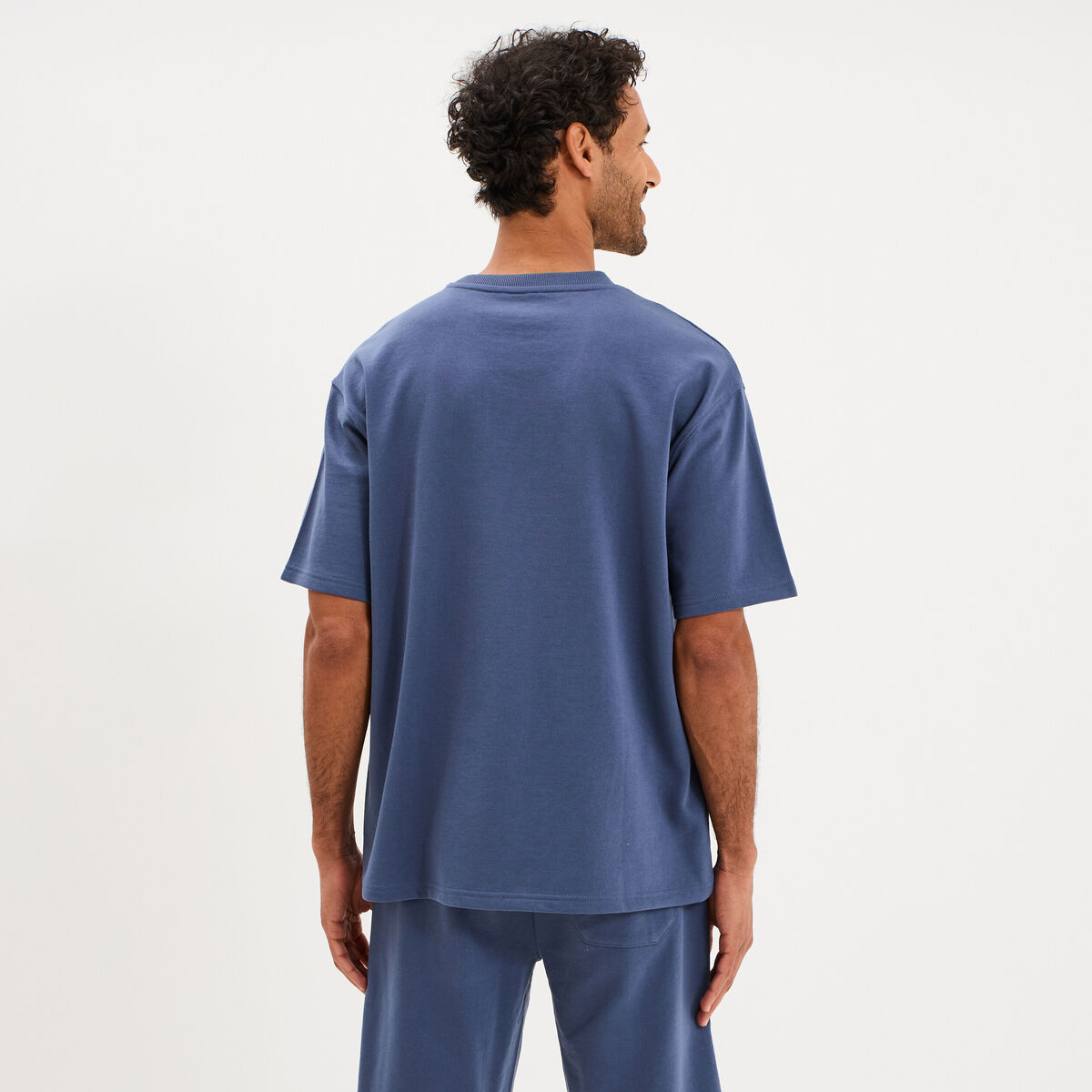 T-shirt col rond droit relax fit bleu homme