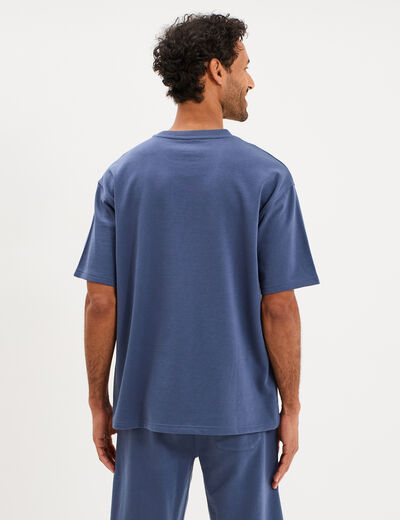 T-shirt col rond droit relax fit bleu homme