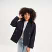 Trench court double boutonnage bleu fonc&eacute; femme