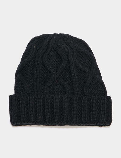 Bonnet &agrave; torsades noir homme