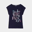 T-shirt col rond manches courtes Creeks bleu marine femme