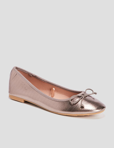 Ballerines avec noeud gris argent femme