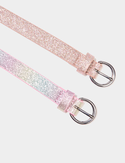 Lot 2 ceintures paillettes multicolore mixte