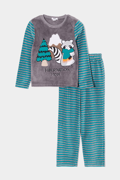 Ensemble pyjama pantalon pilou vert émeraude garçon