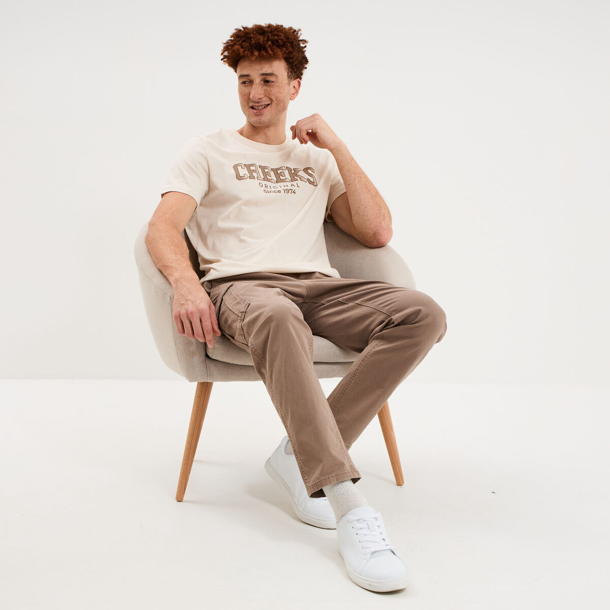 Pantalon cargo taille &eacute;lastiqu&eacute;e marron homme